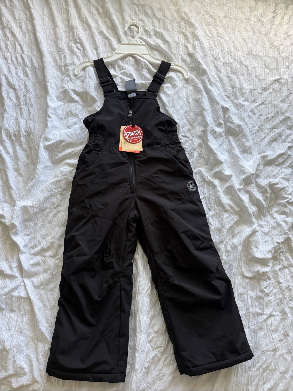 Black Kids Snow Bib Overalls - Stretch Performance